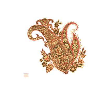 Paisley vektör izole desen. Damask biçimi Vintage illüstrasyonu