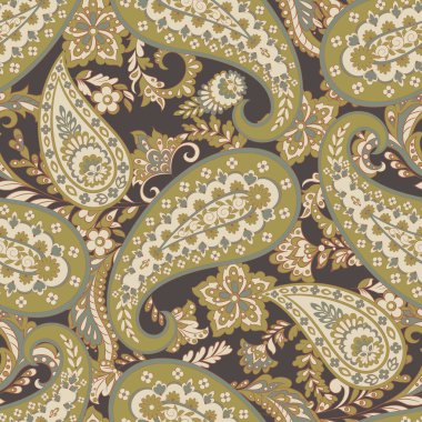 Paisley Çiçek Doğulu Etnik Düzen. Kusursuz Vektör Süslemesi. Şam kumaş desenleri.