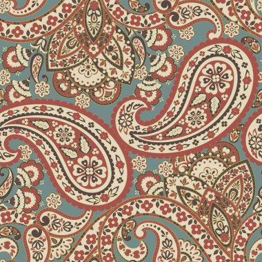 Paisley Çiçek Doğulu Etnik Düzen. Kusursuz Vektör Süslemesi. Hint kumaşlarının süsleme motifleri.