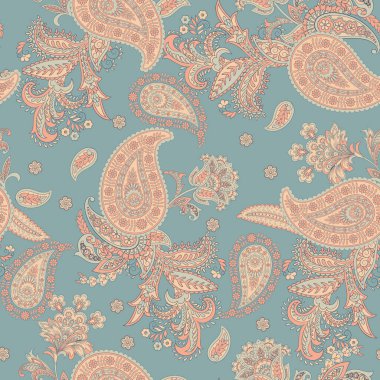 Paisley vektör kusursuz desen. Muhteşem çiçek, yapraklar. Batik tarzı resim. Eski arkaplan