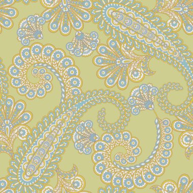Paisley vektör seamless modeli. Fantastik çiçek yaprakları. Tekstil bohem Yazdır. Batik boyama. Vintage