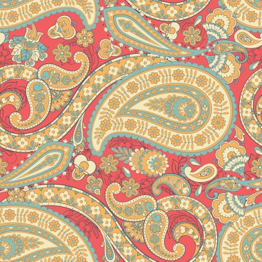 Şalsız desenli. Damask renkli vektör tekstil arkaplanı