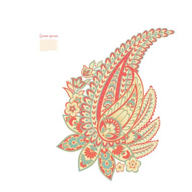 Damask Çiçekli Paisley vektör desenini izole etti