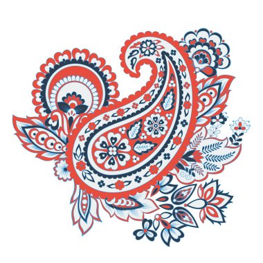 Damask Paisley Floral isolated vector ornament