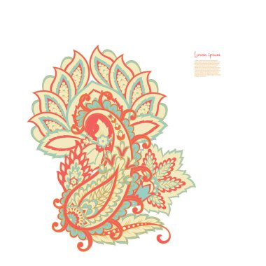 Çiçek desenli renkli vektör süsü. İzole Desen