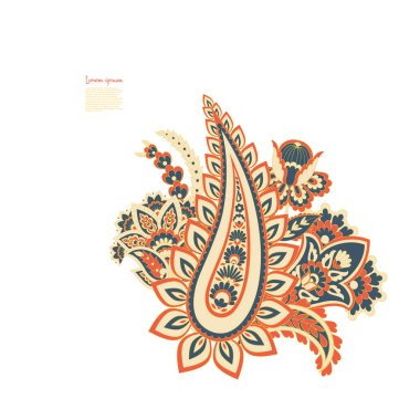 Çiçekli Paisley vektör deseni. Damask izole süsü