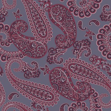 Paisley Süslü, pürüzsüz desen. kalamkari vektör kumaş arkaplanı