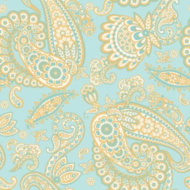 Paisley Vektör Deseni. Kusursuz Çiçeksiz Tekstil Arkaplanı