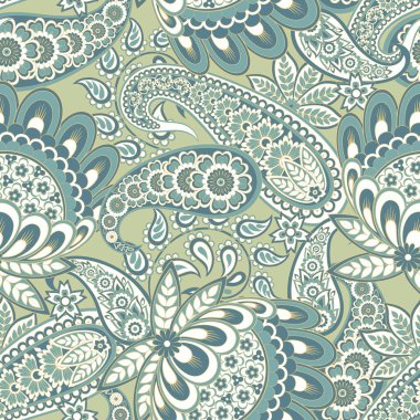 Paisley Çiçek Doğulu Etnik Düzen. Kusursuz Vektör Süslemesi. Şam kumaş desenleri.