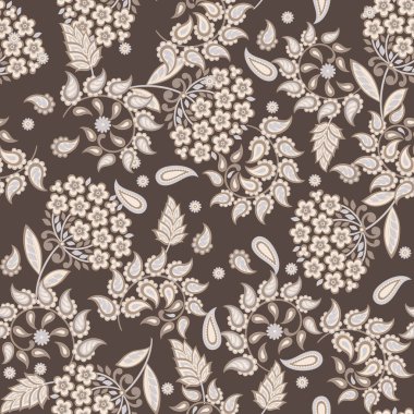 Çiçekli Paisley Süssüz vektör deseni.