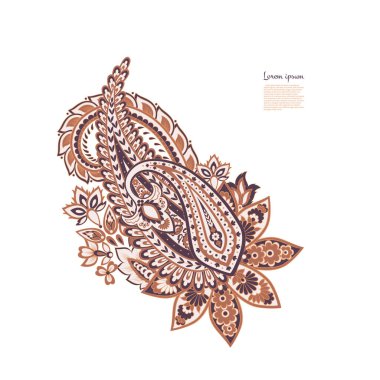 Vektör Paisley Çiçek yalıtılmış süsü