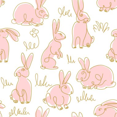 Tavşanları kusursuz bir şekilde çizen bir çizgi. Paskalya arkaplanı