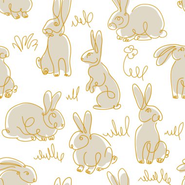 Tavşanları kusursuz bir şekilde çizen bir çizgi. Paskalya arkaplanı