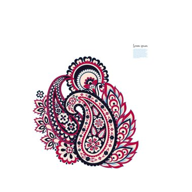 Çiçekli Paisley vektör deseni. Damask izole süsü
