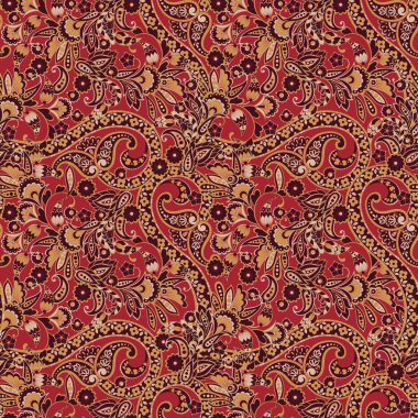Paisley Çiçek Doğulu Etnik Düzen. Kusursuz Vektör Süslemesi. Hint kumaşlarının süsleme motifleri.