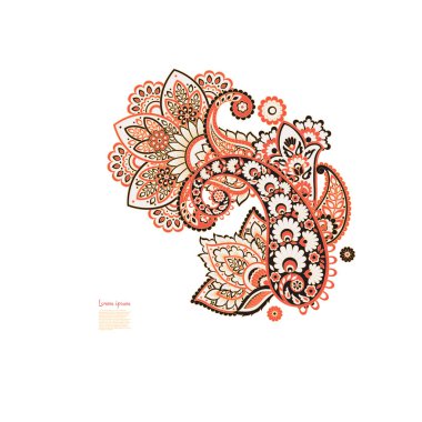 Paisley izole edilmiş. Tasarım için izole edilmiş desenli kart. Çiçek vektör deseni. Nakış işleme çiçek vektör deseni.