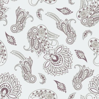 Hint batik tarzında kusursuz Paisley deseni. Çiçek vektör illüstrasyonu