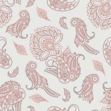 Hint batik tarzında kusursuz Paisley deseni. Çiçek vektör illüstrasyonu