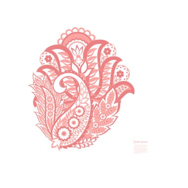 Paisley vektör izole desen. Batik stilinde klasik çiçek illüstrasyonu