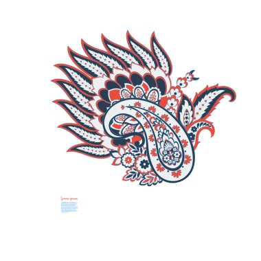 Çiçekli Paisley vektör deseni. Damask izole süsü