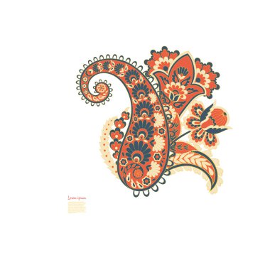 Paisley Çiçek Doğulu Etnik Düzen. Vektör Damask Süslemesi