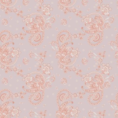 Çiçeksiz desenli desenli şal desenli süs. Asya tekstil biçiminde vektör illüstrasyonu