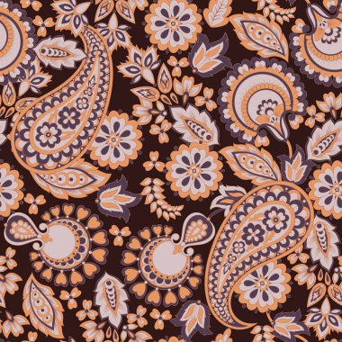 Şal desensiz vektör deseni. Batik biçiminde vintage arkaplan