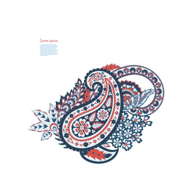 Paisley Vektör Deseni. Çiçekli Asya ResimleriName