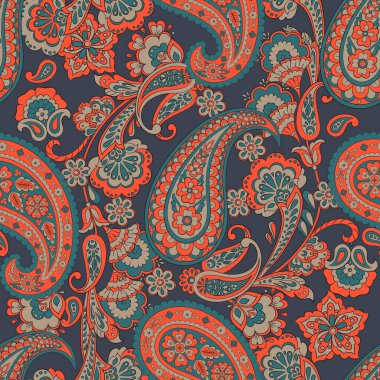 Kumaş tasarımı için Damask Paisley kusursuz vektör deseni