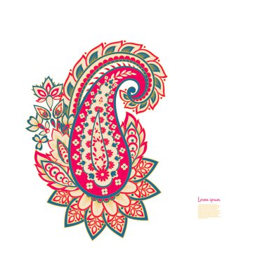 Damask Çiçekli Paisley vektör desenini izole etti