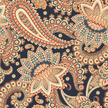 Paisley Çiçek Doğulu Etnik Düzen. Kusursuz Vektör Süslemesi. Şam kumaş desenleri.