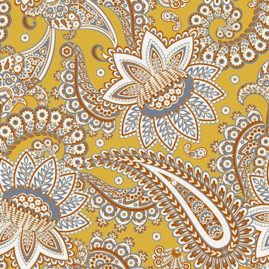 Paisley Çiçek Doğulu Etnik Düzen. Kusursuz Vektör Süslemesi. Şam kumaş desenleri.