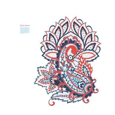 Çiçek desenli renkli vektör süsü. İzole Desen