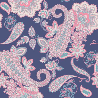 Vektör Batik süsü. Etnik Paisley Çiçeksiz desen.