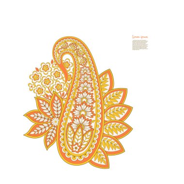 Paisley vektör izole desen. Çiçek Vintage illüstrasyonu