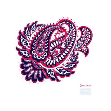 Paisley Vektör Deseni. Çiçekli Asya ResimleriName