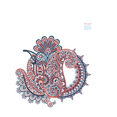 Paisley vektör izole desen. Çiçek Vintage illüstrasyonu