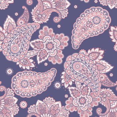 Paisley Çiçek Doğulu Etnik Düzen. Kusursuz Vektör Süslemesi. Şam kumaş desenleri.