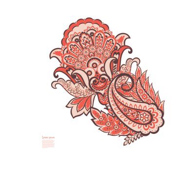 Paisley vektör izole desen. Damask biçimi Vintage illüstrasyonu