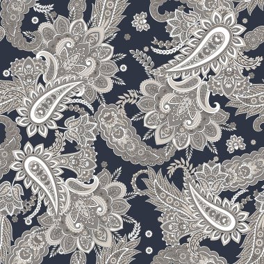 Hint batik tarzında kusursuz Paisley deseni. Çiçek vektör illüstrasyonu