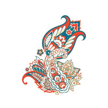 Paisley Vektör Deseni. Çiçekli Asya ResimleriName