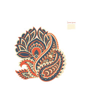 Paisley vektör deseni. Muhteşem çiçek, yapraklar