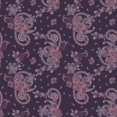 Çiçeksiz desenli desenli şal desenli süs. Asya tekstil biçiminde vektör illüstrasyonu