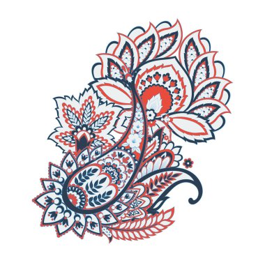 Paisley Çiçek Doğulu Etnik Düzen. Vektör Damask Süslemesi