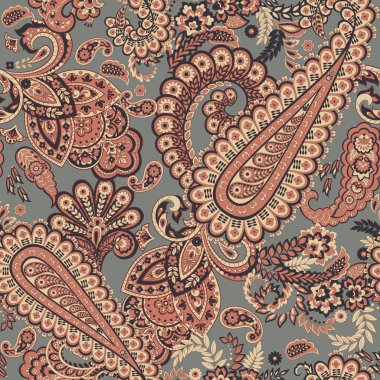 Hint batik tarzında kusursuz Paisley deseni. Çiçek vektör illüstrasyonu