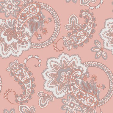 Paisley Çiçek Doğulu Etnik Düzen. Kusursuz Vektör Süslemesi. Hint kumaşlarının süsleme motifleri