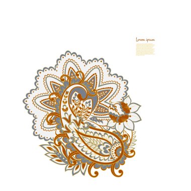 Paisley Çiçek Doğulu Etnik Düzen. Vektör Damask Süslemesi