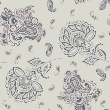 Şal desensiz vektör deseni. Kumaş Hint çiçek süsü