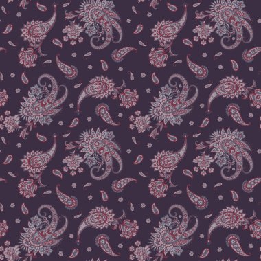 Şal desenli, desensiz bir süs. Kumaş için süslü bir çiçek dekoru. Vektör illüstrasyonu