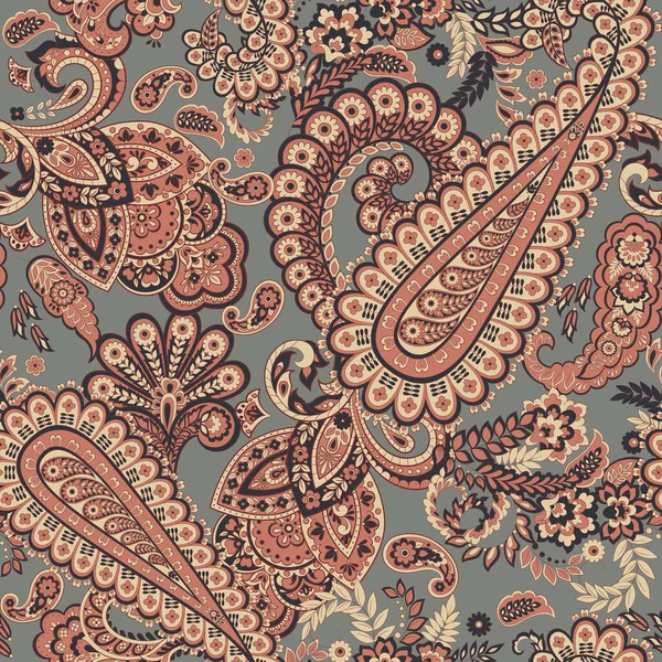 Hint batik tarzında kusursuz Paisley deseni. Çiçek vektör illüstrasyonu